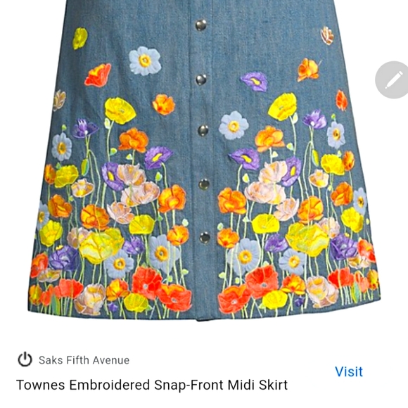 Alice + Olivia Dresses & Skirts - Alice and Olivia Townes Button Down Floral Embroidered Midi Skirt